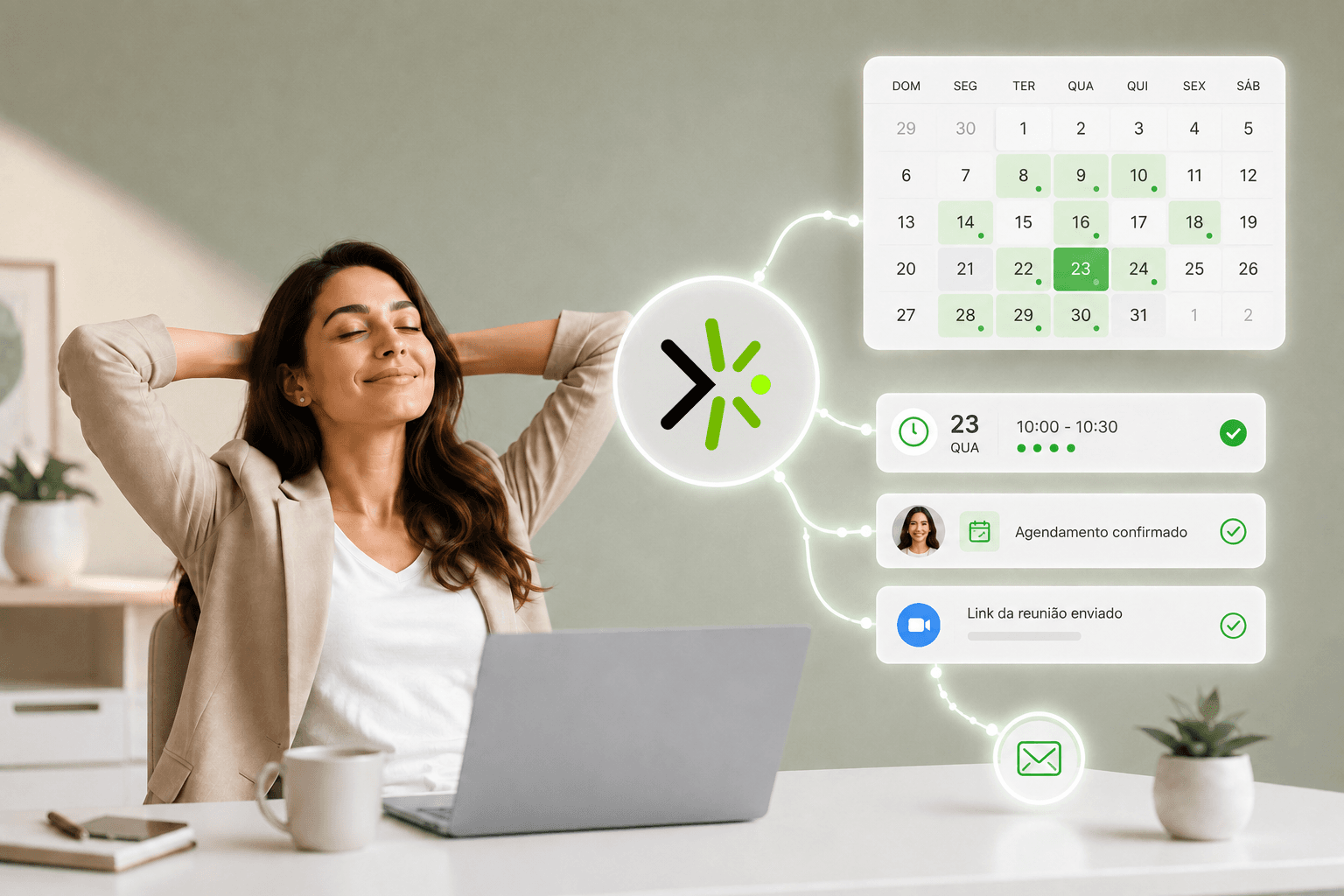Chatbot com Inteligência Artificial consultando horários livres e agendando compromissos